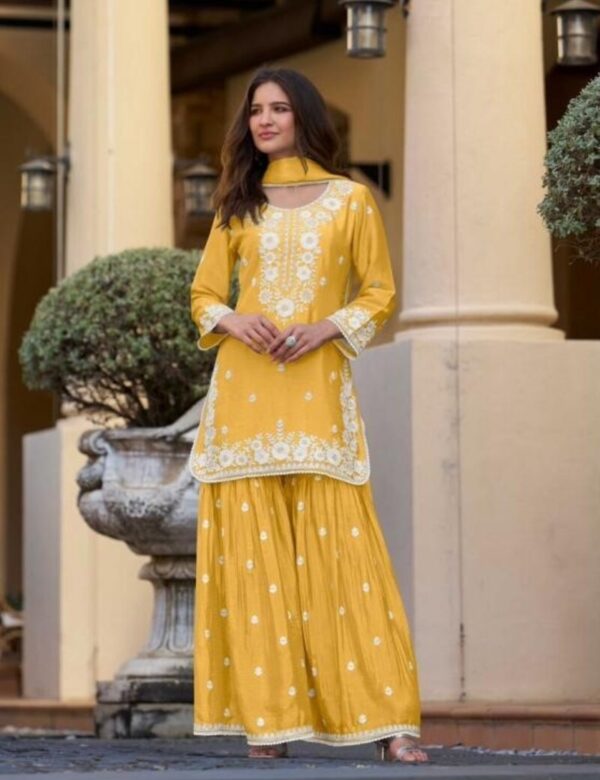 Chinon Silk Lucknowi Work Festive Look Gharara Sets By Aarshi Fashions 4301