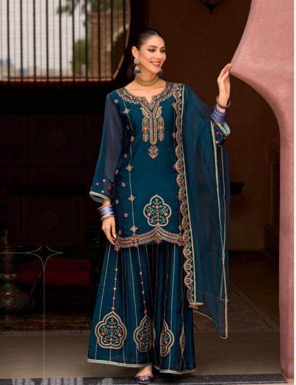 Tissue Silk Handwork Wedding Sharara Suits 29101