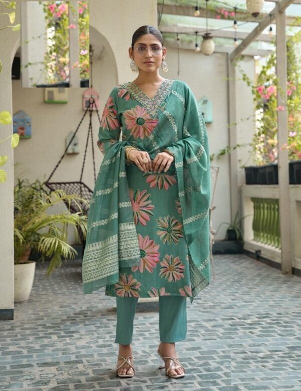 Casual Wear Digital Prints Vetican Silk Suits 5001
