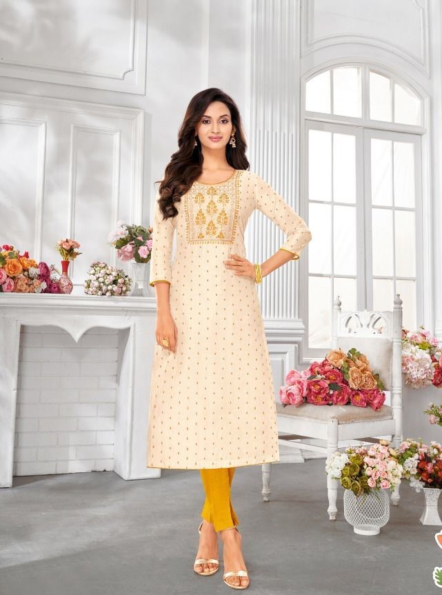White Modal Silk All Over Butti Kurtis 40005