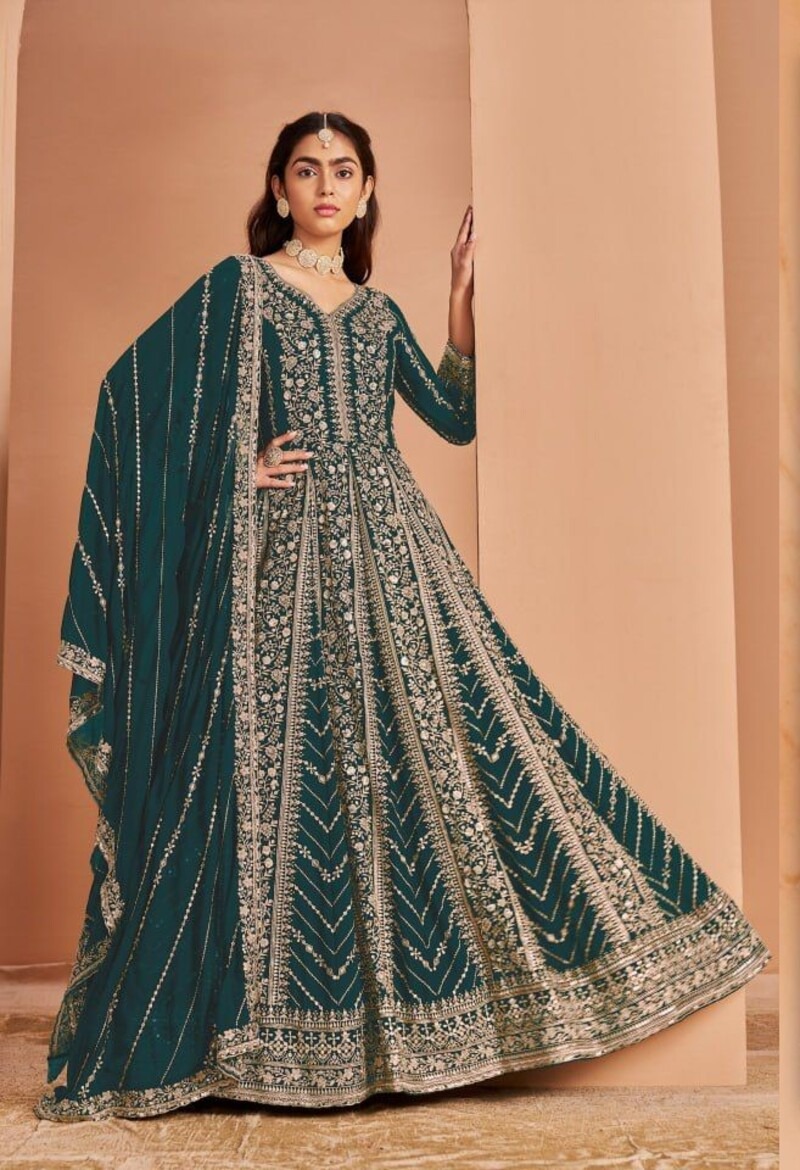 Anarkali Style Georgette Semi Stitched Wedding Gowns 213