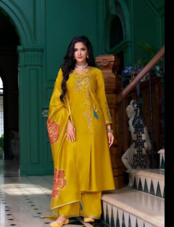 Festive Look Angrakha Style Mirror Work Silk Full Stitched Suits 26801