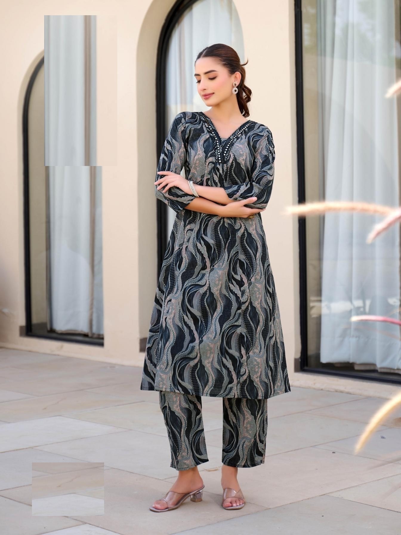 Black Pure Cotton Kurta Sets For Summer 2008