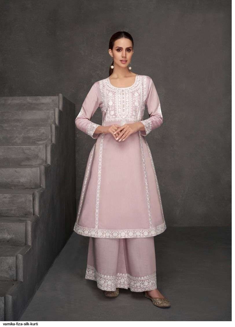 Roman Silk Lucknowi Embroidery Kurta Set 1821