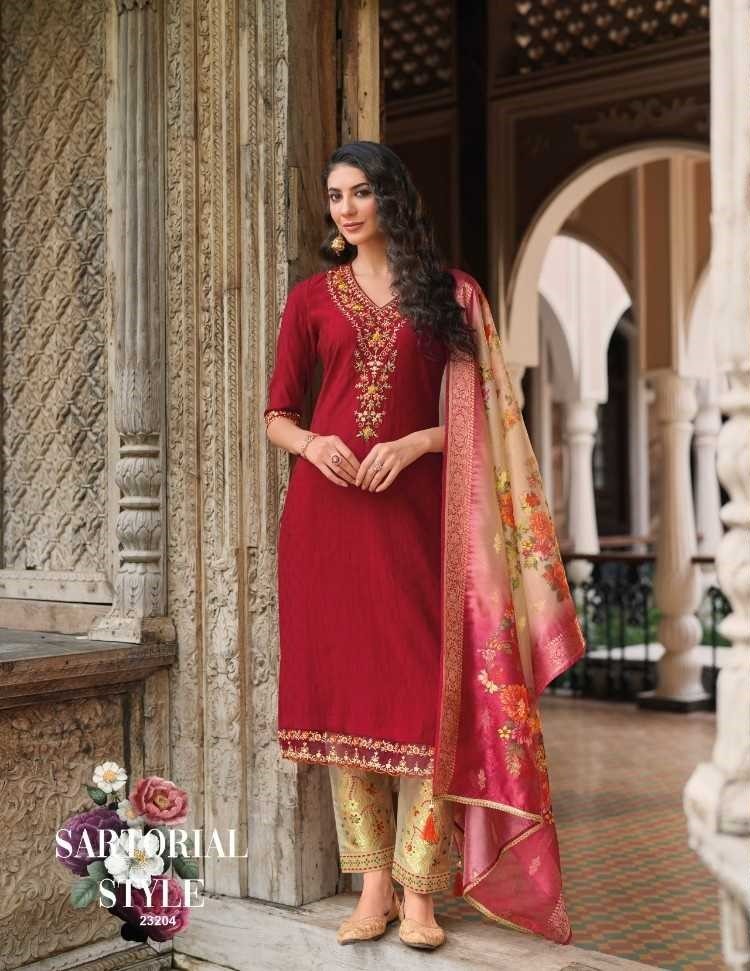Pink Soft Silk Hand Work Top & Banarasi Bottom With Silk Dupatta Suits 23201