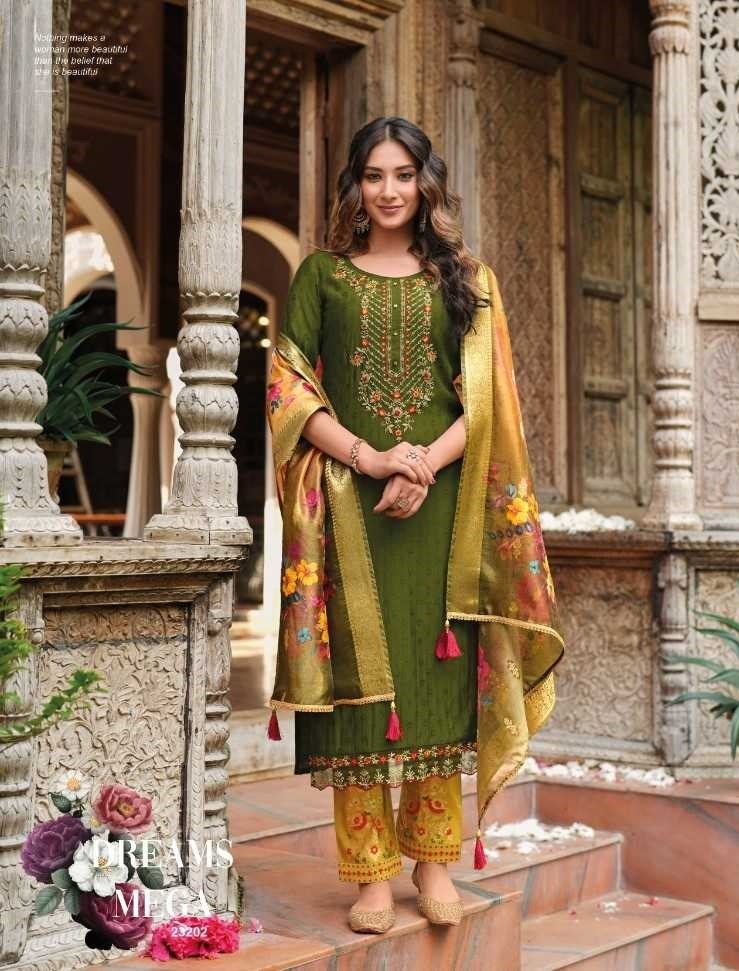 Mehndi Green Soft Silk Hand Work Top & Banarasi Bottom With Silk Dupatta Suits 23202