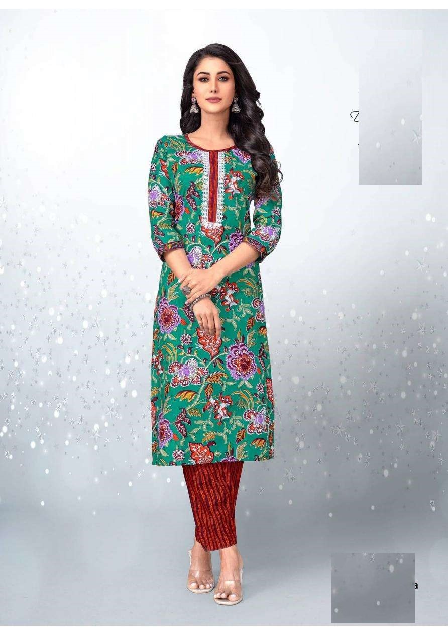 Summer Collection Plus Size Green Pure Cotton Kurta And Pant Set 1004