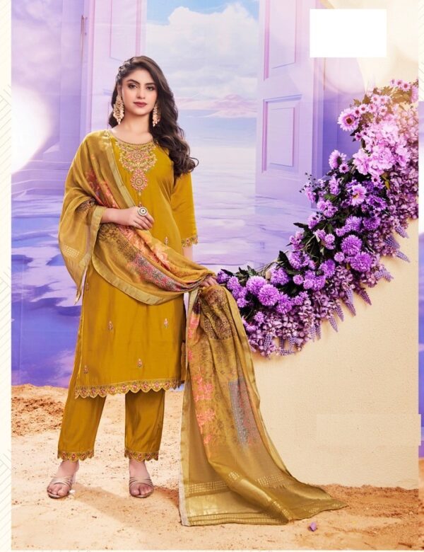 Yellow Roman Silk Suit With Digital Print Dupatta 205