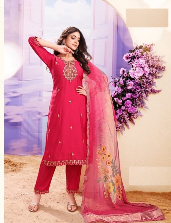 Pink Roman Silk Suit With Digital Print Dupatta 206