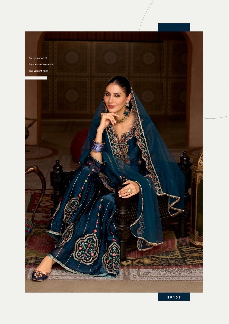 Tissue Silk Handwork Wedding Sharara Suits 29101 - Image 4