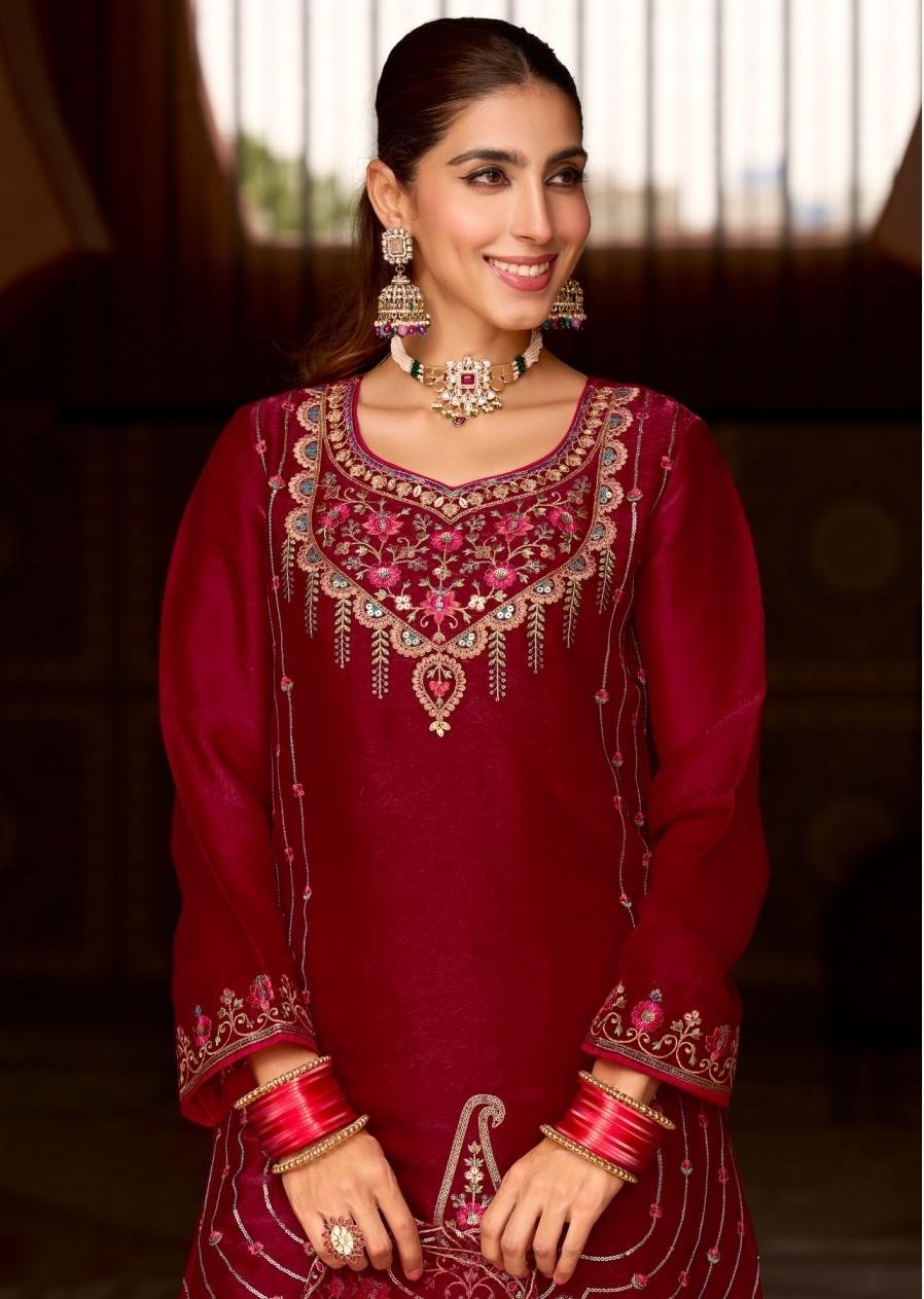 Tissue Silk Handwork Wedding Sharara Suits 29101 - Image 5