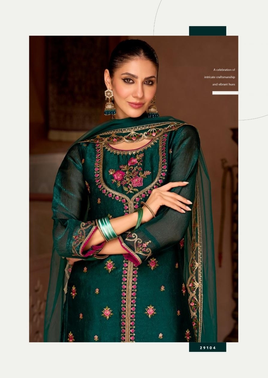 Tissue Silk Handwork Wedding Sharara Suits 29101 - Image 8