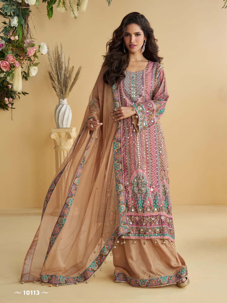 Digital Print Mirror Work Heavy Palazzo Sets 10113