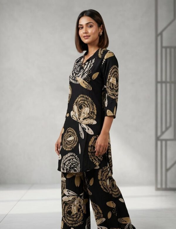 Summer Collection Pure Rayon Black Full Stitched Cord Set 3