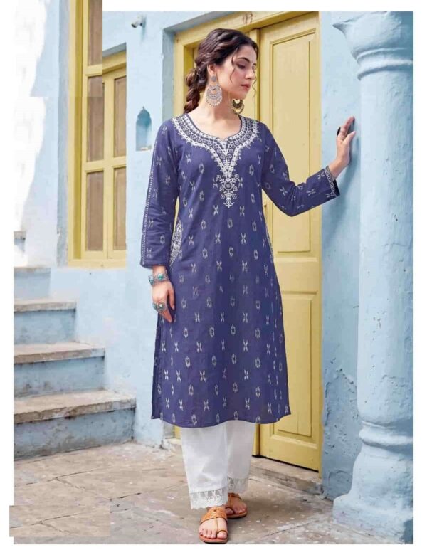 Casual Wear Cotton Denim Wear Kurta Pant Sets 01