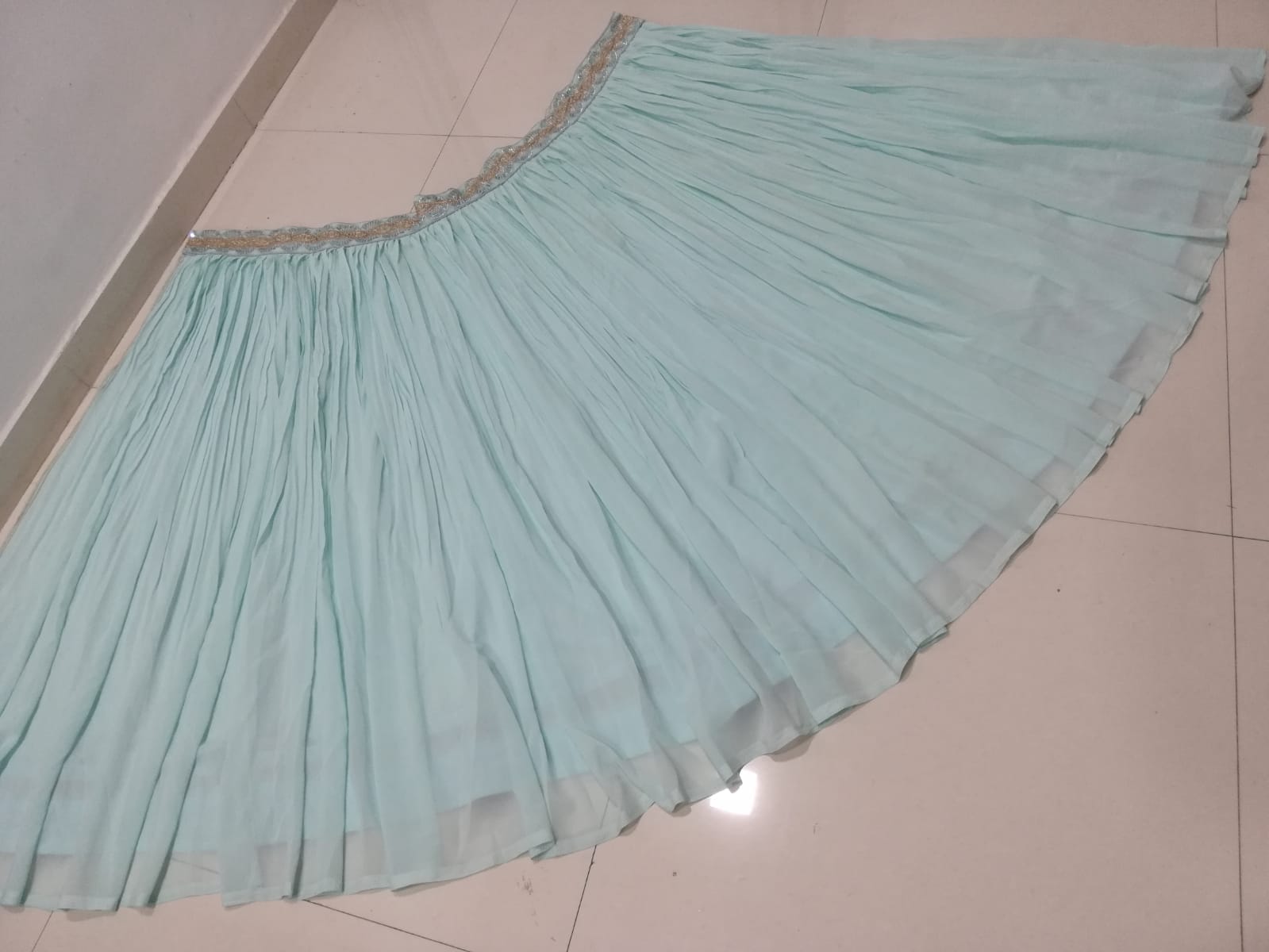 Heavy Georgette Turquoise Wedding Lehenga E-005 - Image 4