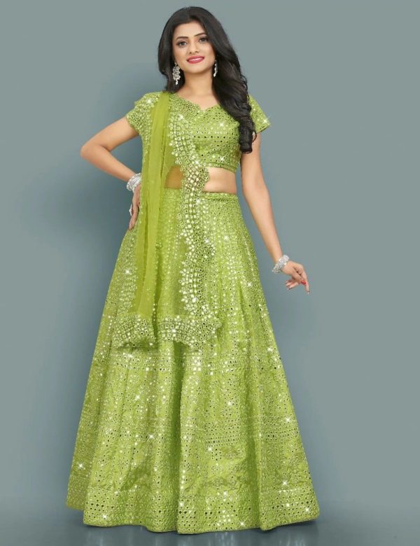 Heavy Sequins Light Green Wedding Lehenga 236