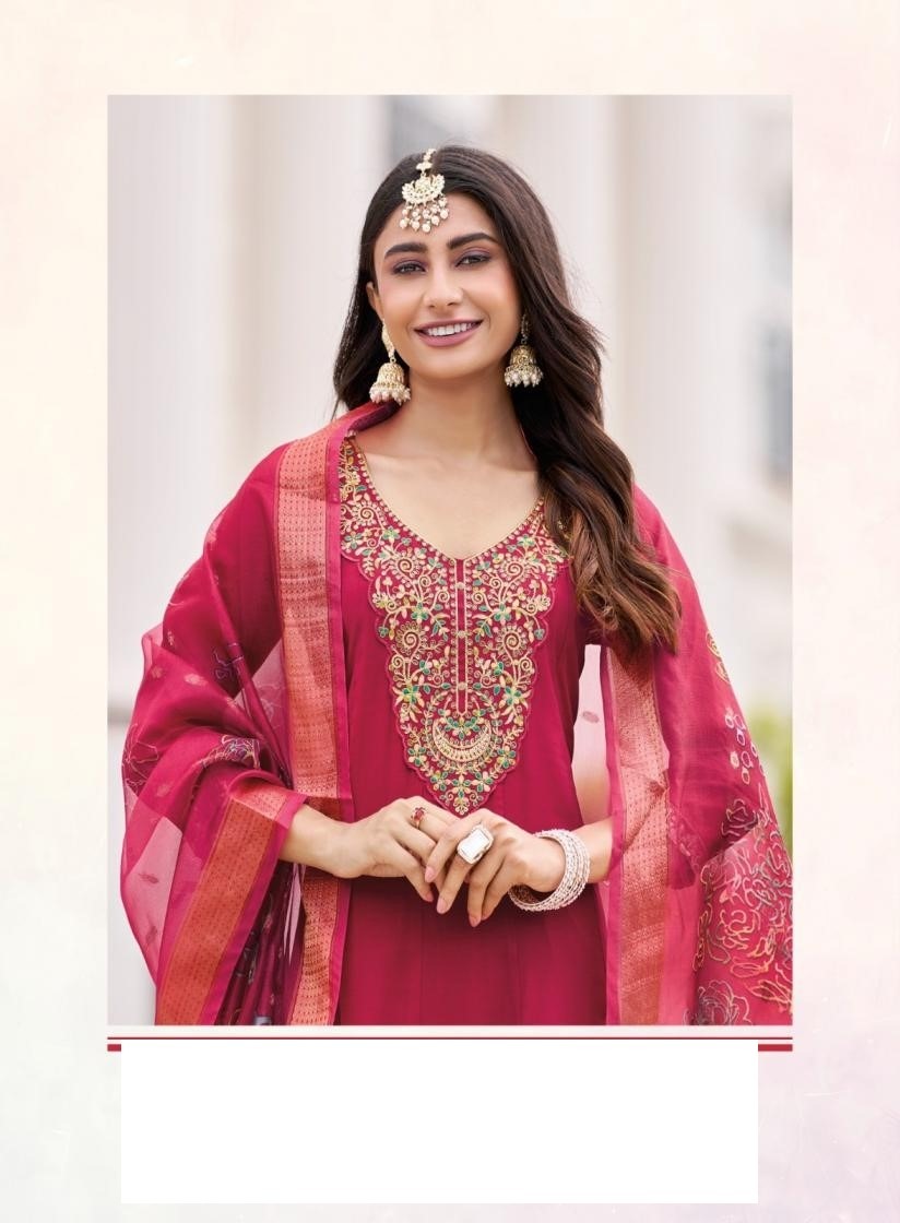 Roman Silk Embroidered Anarkali Style Kurta Sets 5001 - Image 3