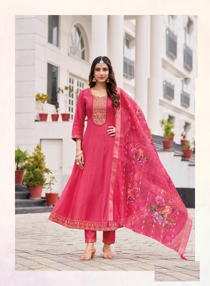 Roman Silk Embroidered Anarkali Style Kurta Sets 5001 - Image 6
