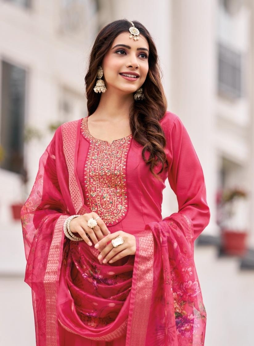 Roman Silk Embroidered Anarkali Style Kurta Sets 5001 - Image 7