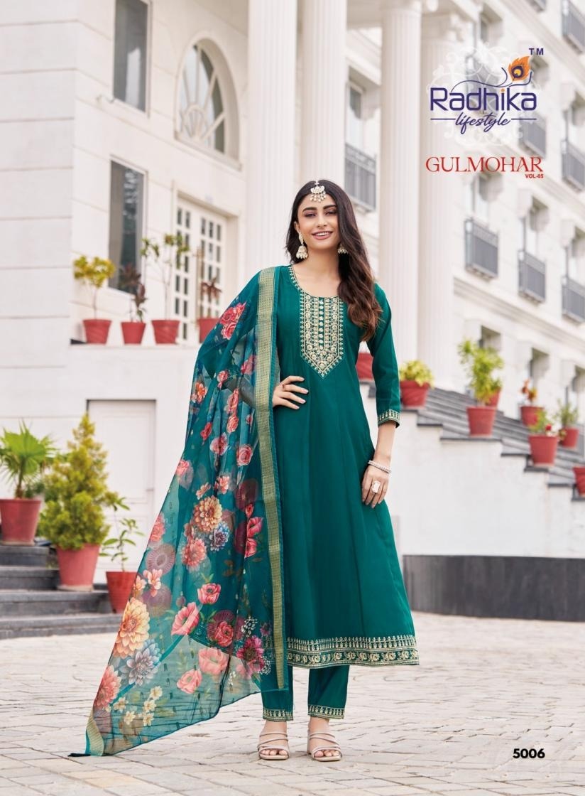 Roman Silk Embroidered Anarkali Style Kurta Sets 5001 - Image 8