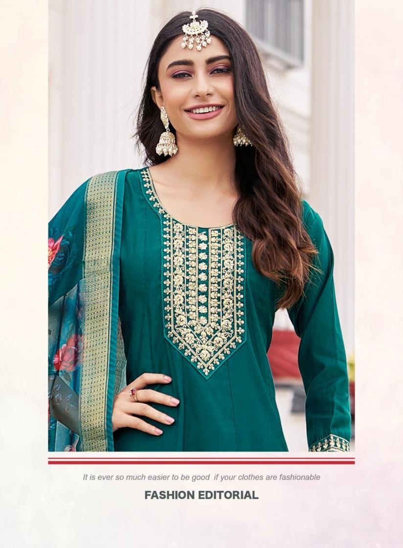 Roman Silk Embroidered Anarkali Style Kurta Sets 5001 - Image 9