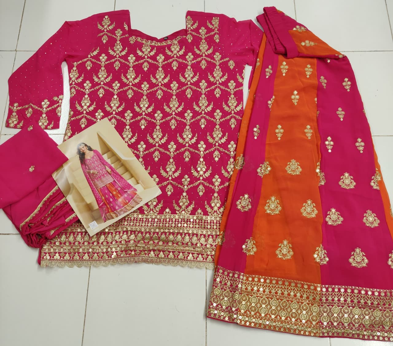 Wedding Collection Heavy Embroidery Georgette Full Stitched Skirt And Top Suits 5800 - Image 3
