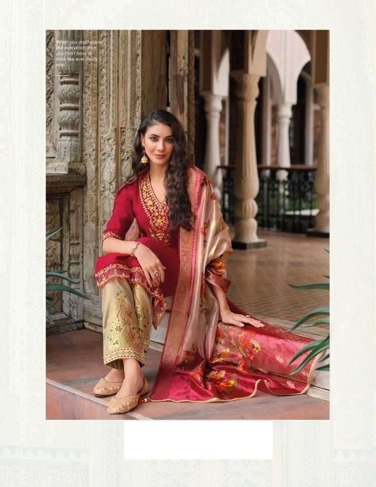 Pink Soft Silk Hand Work Top & Banarasi Bottom With Silk Dupatta Suits 23201 - Image 3