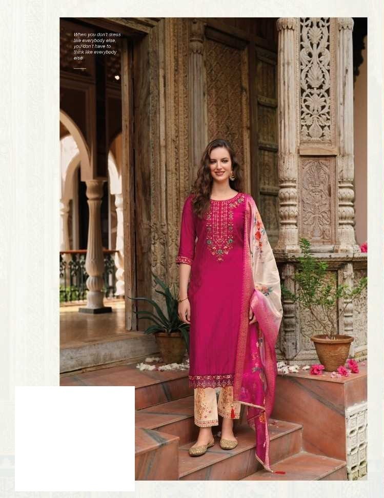 Red Soft Silk Hand Work Top & Banarasi Bottom With Silk Dupatta Suits 23204 - Image 2