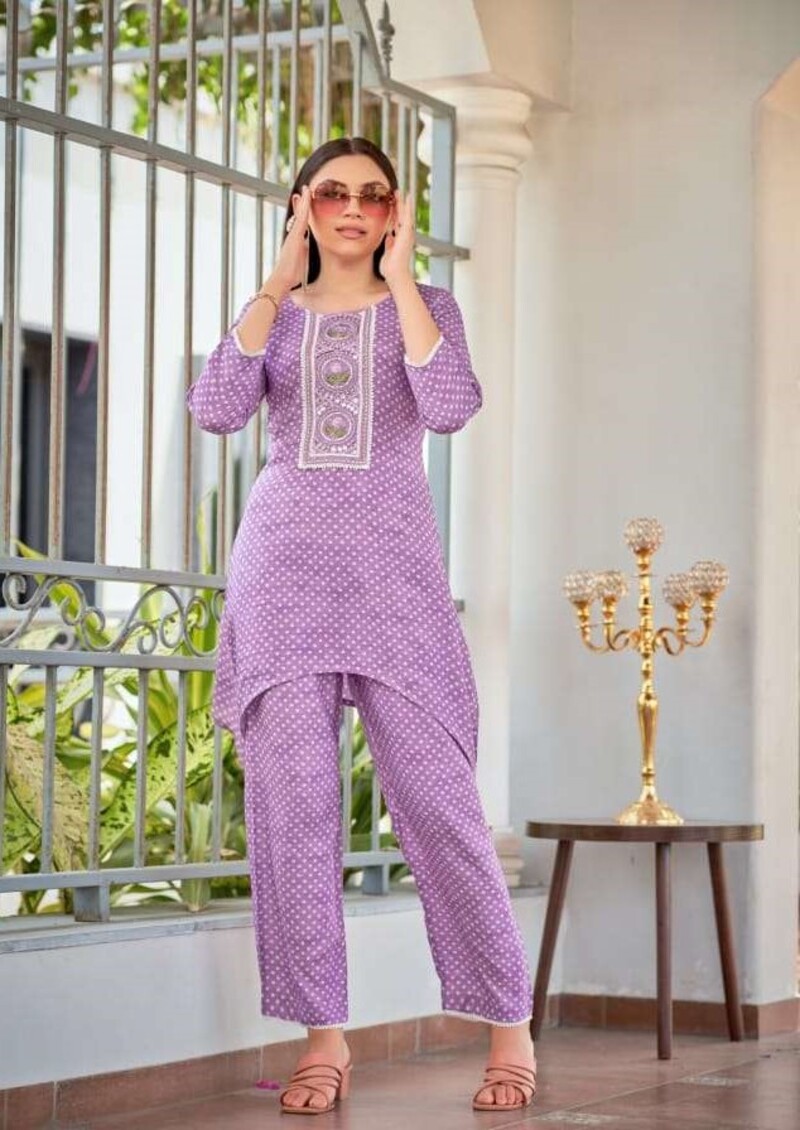 Pure Muslin Viscose Hand Work & Real Work Full Stitched Cord Sets For Women 1001 - Image 10