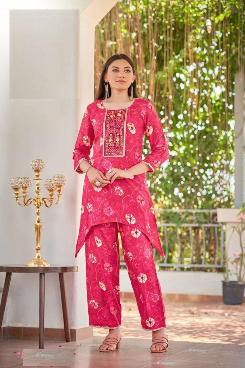 Pure Muslin Viscose Hand Work & Real Work Full Stitched Cord Sets For Women 1001 - Image 7
