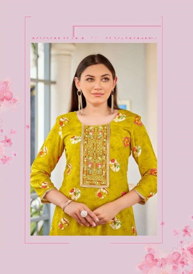 Pure Muslin Viscose Hand Work & Real Work Full Stitched Cord Sets For Women 1001 - Image 9