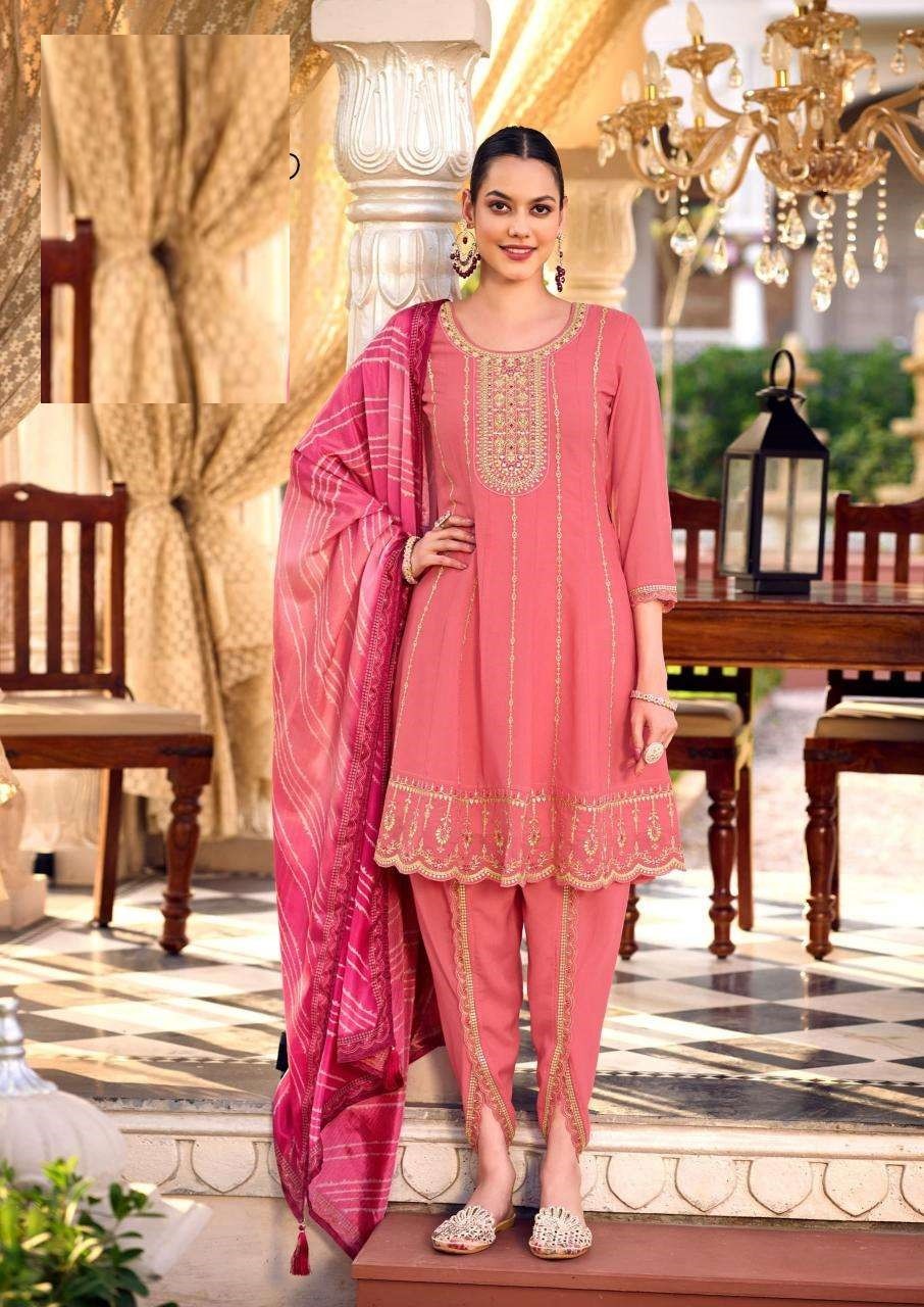 Georgette Silk Tulip Pants Embroidered Festival Suits For Women 5711 - Image 3