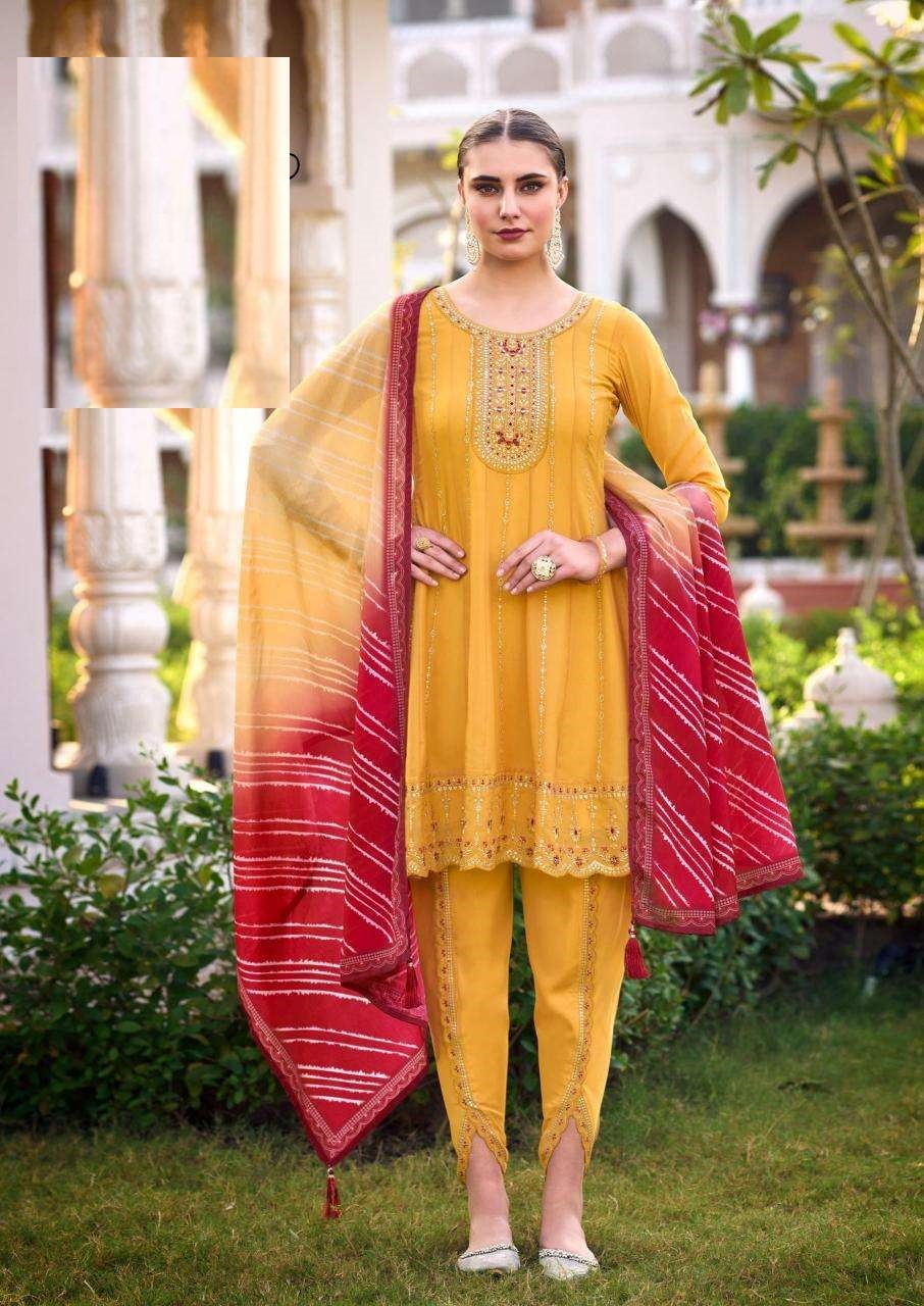 Georgette Silk Tulip Pants Embroidered Festival Suits For Women 5711 - Image 4