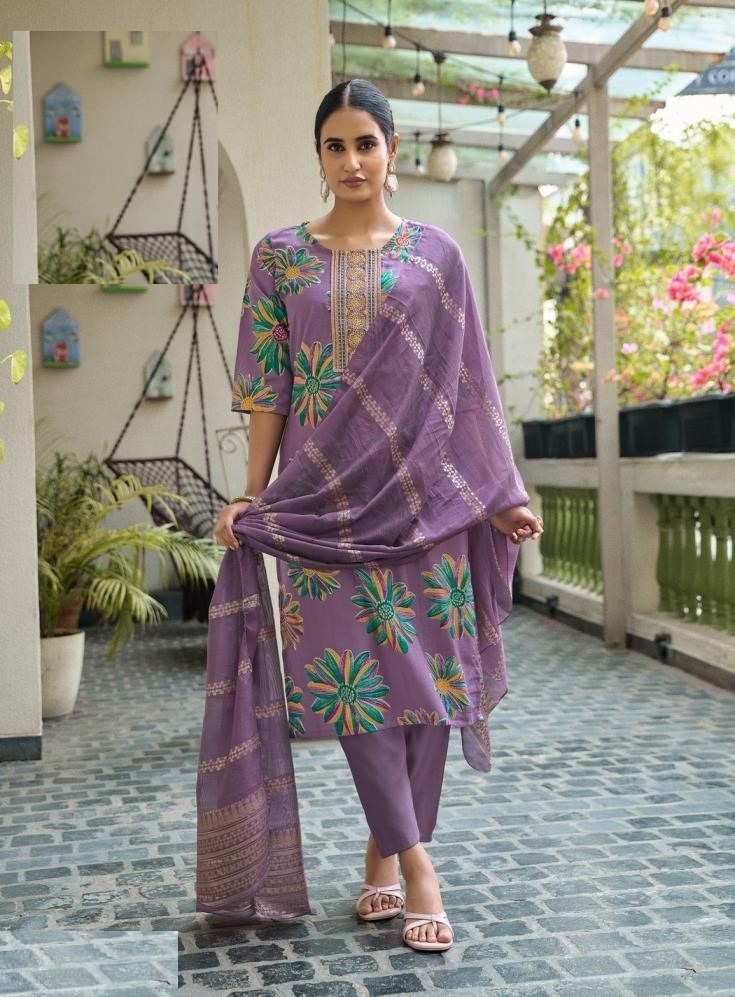 Casual Wear Digital Prints Vetican Silk Suits 5001 - Image 4