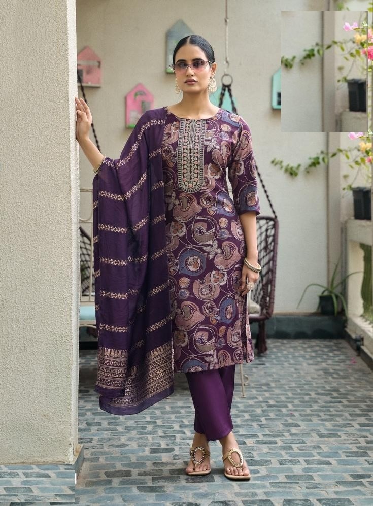 Casual Wear Digital Prints Vetican Silk Suits 5001 - Image 5
