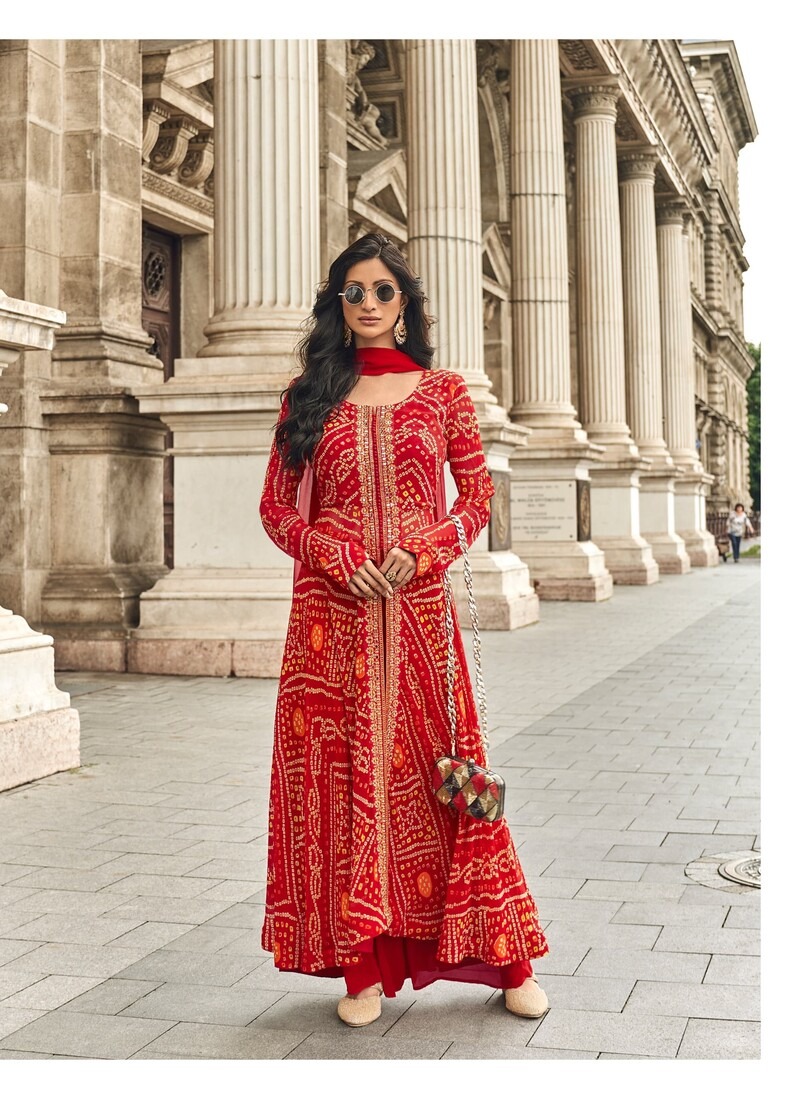 Jacquard Muslin Georgette Heavy Embroidery Mid Slit Gown 5998 - Image 6