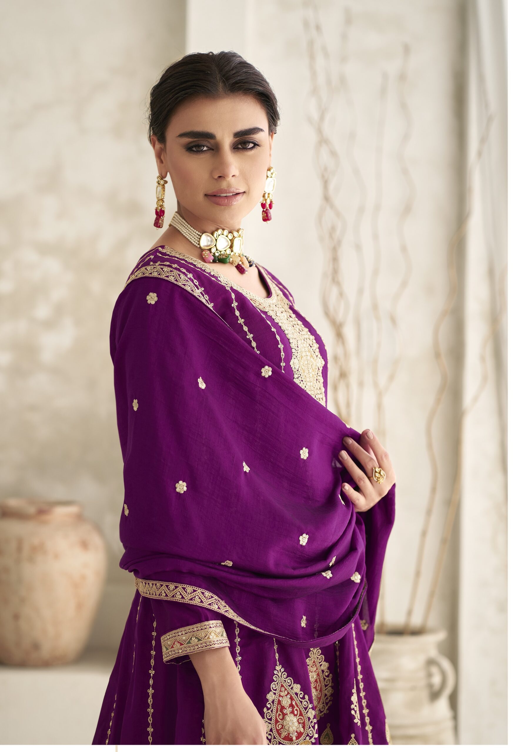 Premium Silk Heavy Embroidery Full Stitched Dhoti Suits 9774 - Image 3