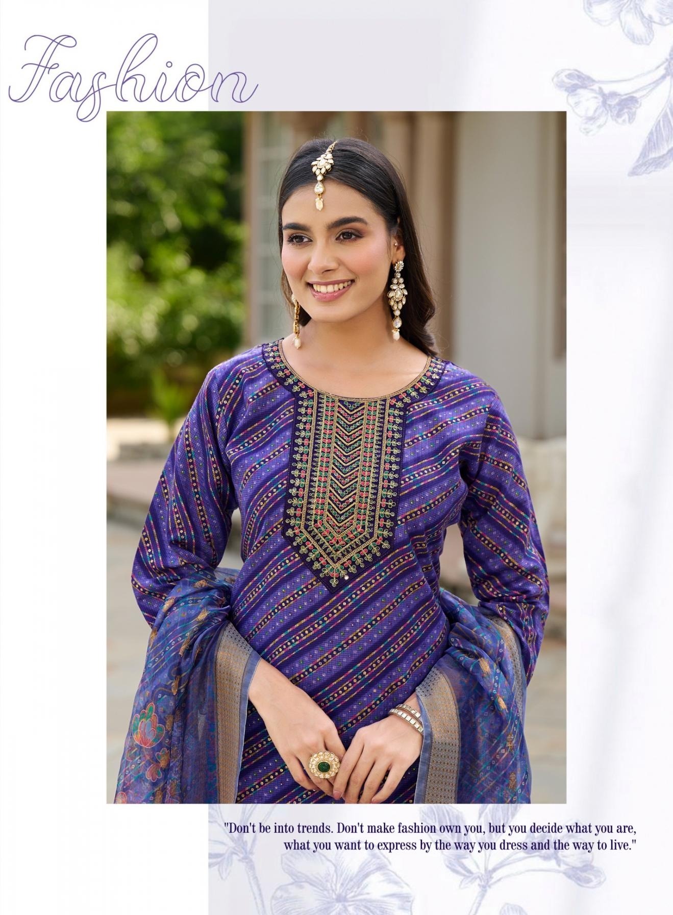 Traditional Look Bandhani & Leriya Print With Embroidery Salwar Suits 2001 - Image 5