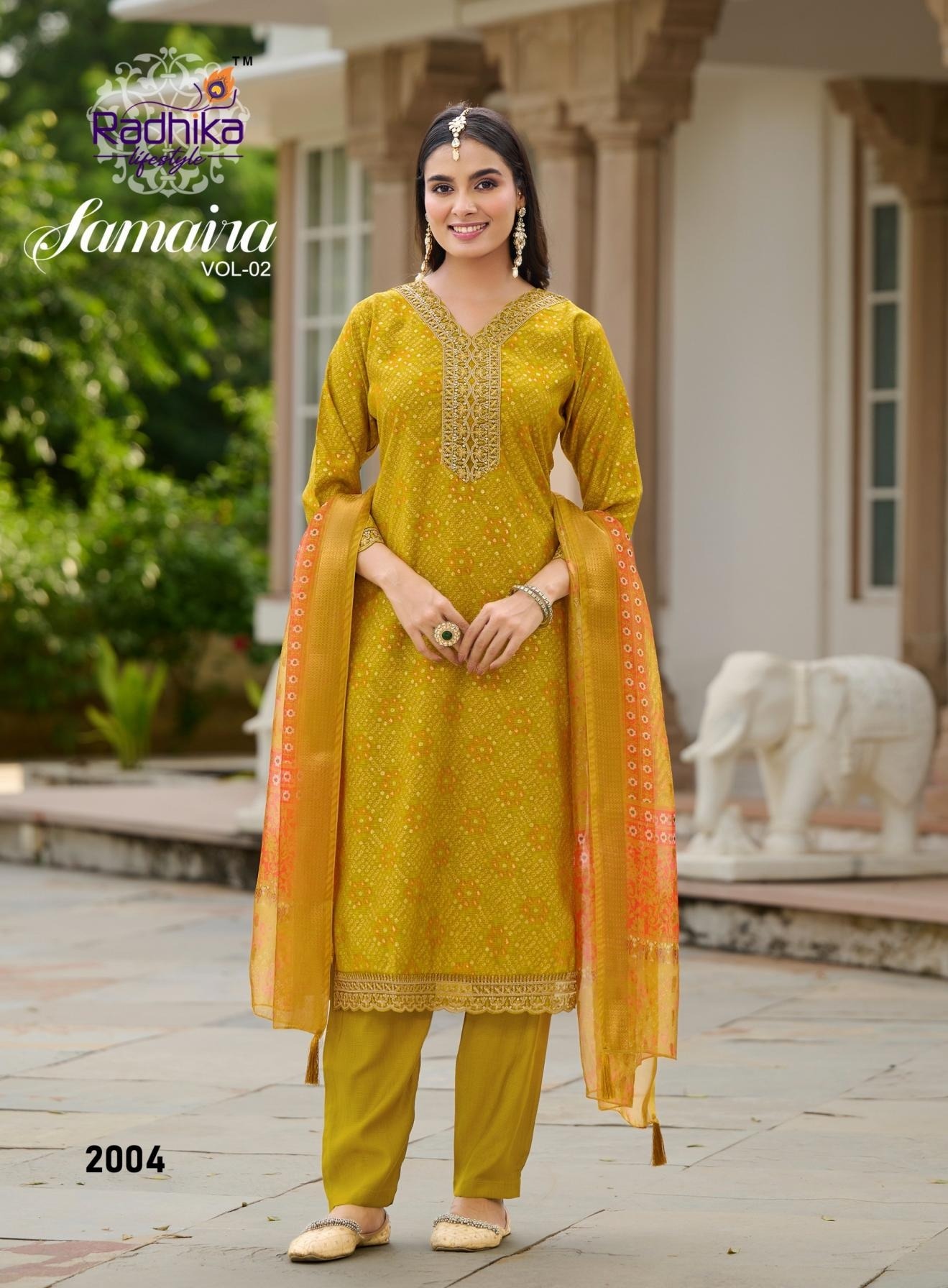 Traditional Look Bandhani & Leriya Print With Embroidery Salwar Suits 2001 - Image 7