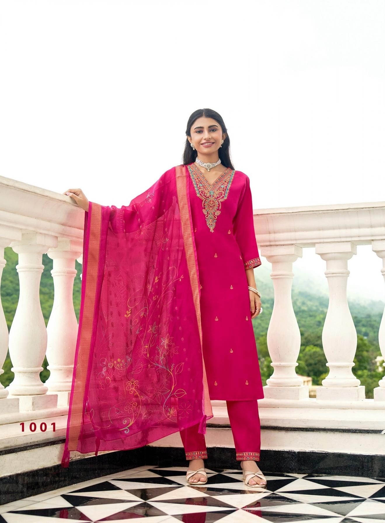 Plus Size Festive Wear Embroidered Straight Fit Kurta Sets 1001 - Image 3