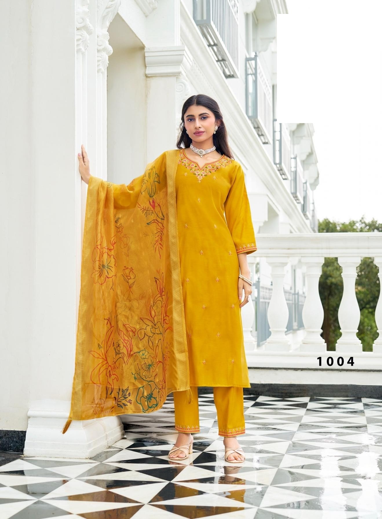 Plus Size Festive Wear Embroidered Straight Fit Kurta Sets 1001 - Image 9