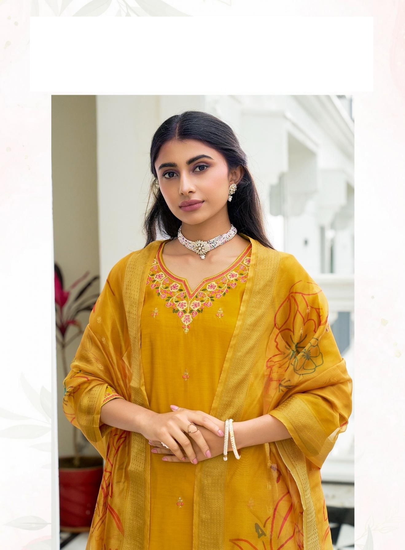 Plus Size Festive Wear Embroidered Straight Fit Kurta Sets 1001 - Image 10