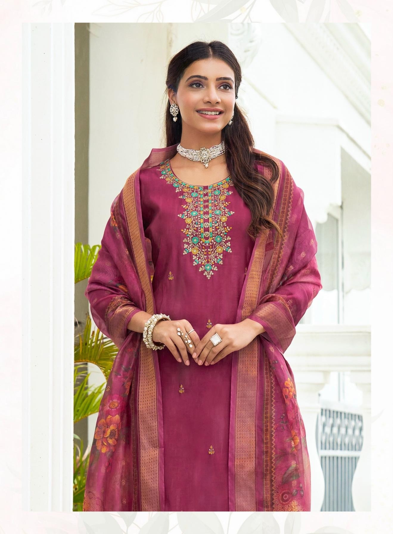 Plus Size Festive Wear Embroidered Straight Fit Kurta Sets 1001 - Image 12