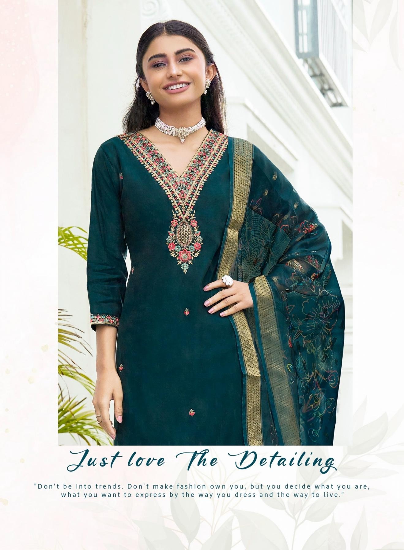 Plus Size Festive Wear Embroidered Straight Fit Kurta Sets 1001 - Image 13