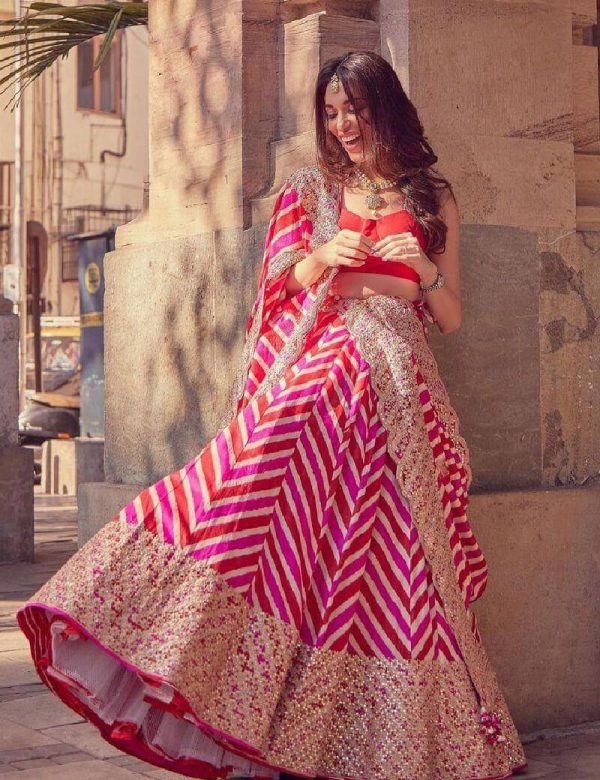 Leriya Print Heavy Gota Work Wedding Lehenga 295
