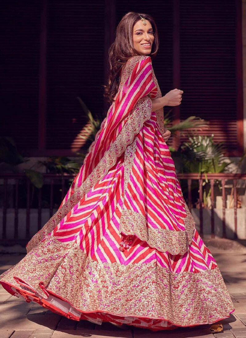 Leriya Print Heavy Gota Work Wedding Lehenga 295 - Image 2