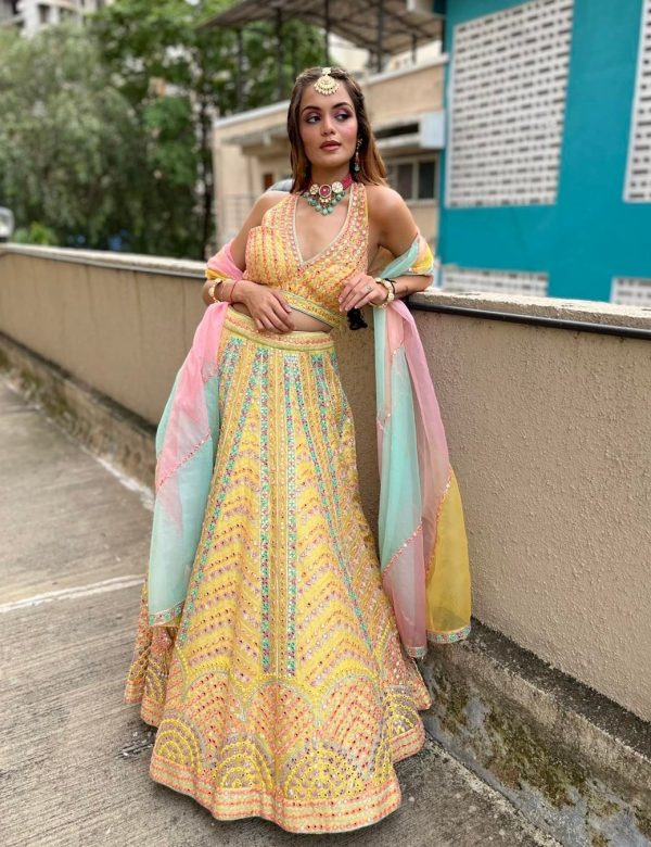 Heavy Silk Multicolor Wedding Lehenga V3-336