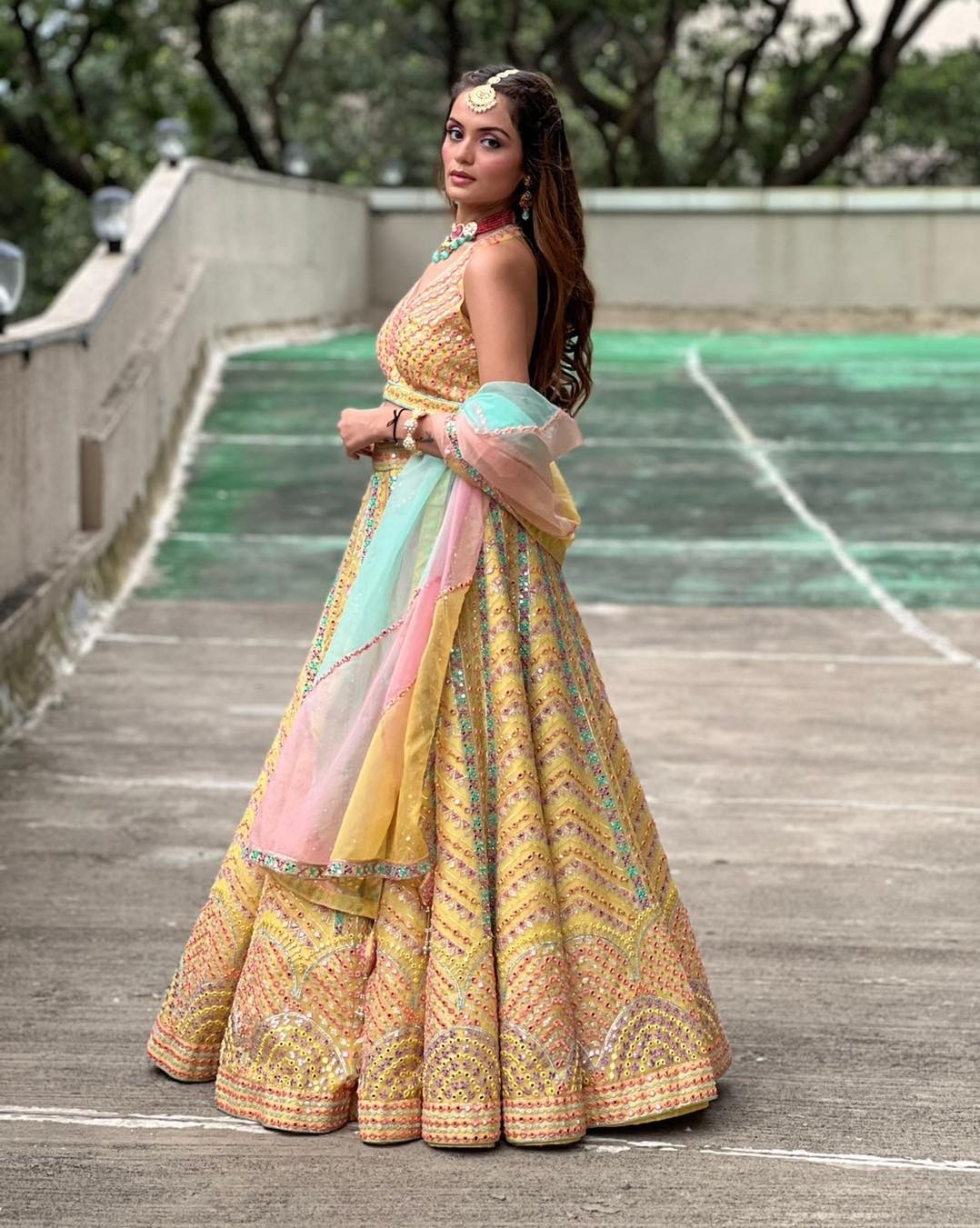Heavy Silk Multicolor Wedding Lehenga V3-336 - Image 3