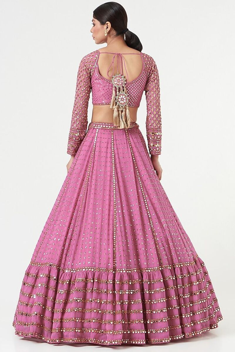 Lovely Lavender Heavy Sequins Work Wedding Lehenga 338A - Image 3